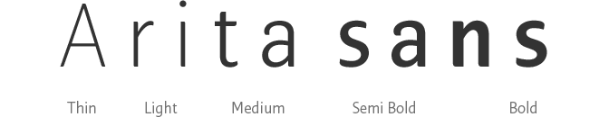 아리따 산스 폰트 굵기 영문 예시 : Arita Sans